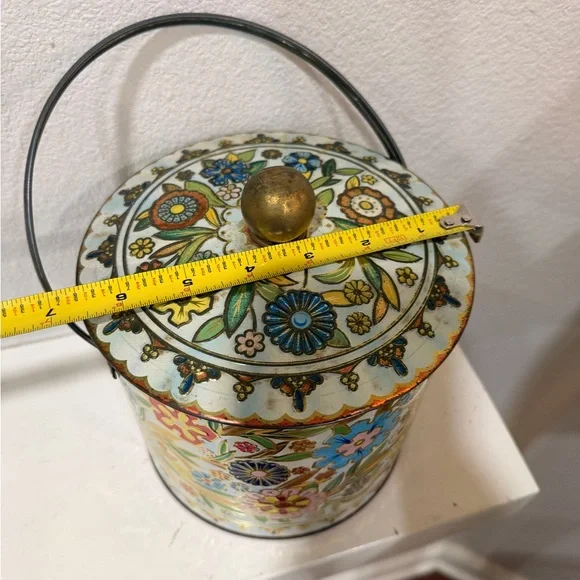 Vintage Daher Floral Tin Container England Metal Ice Bucket Style - Picture 4 of 5